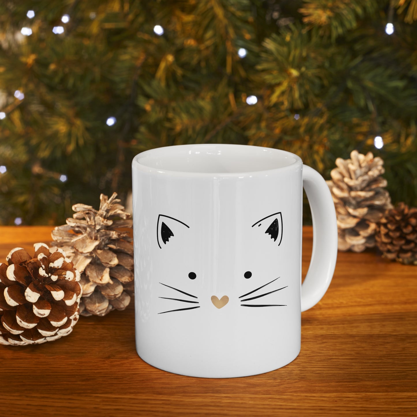 "GOOD MEOWNING" COFFEE CAT MUG, Ceramic Mug 11oz