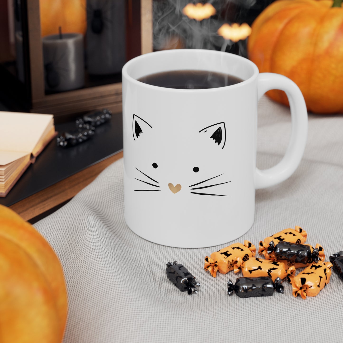 "GOOD MEOWNING" COFFEE CAT MUG, Ceramic Mug 11oz