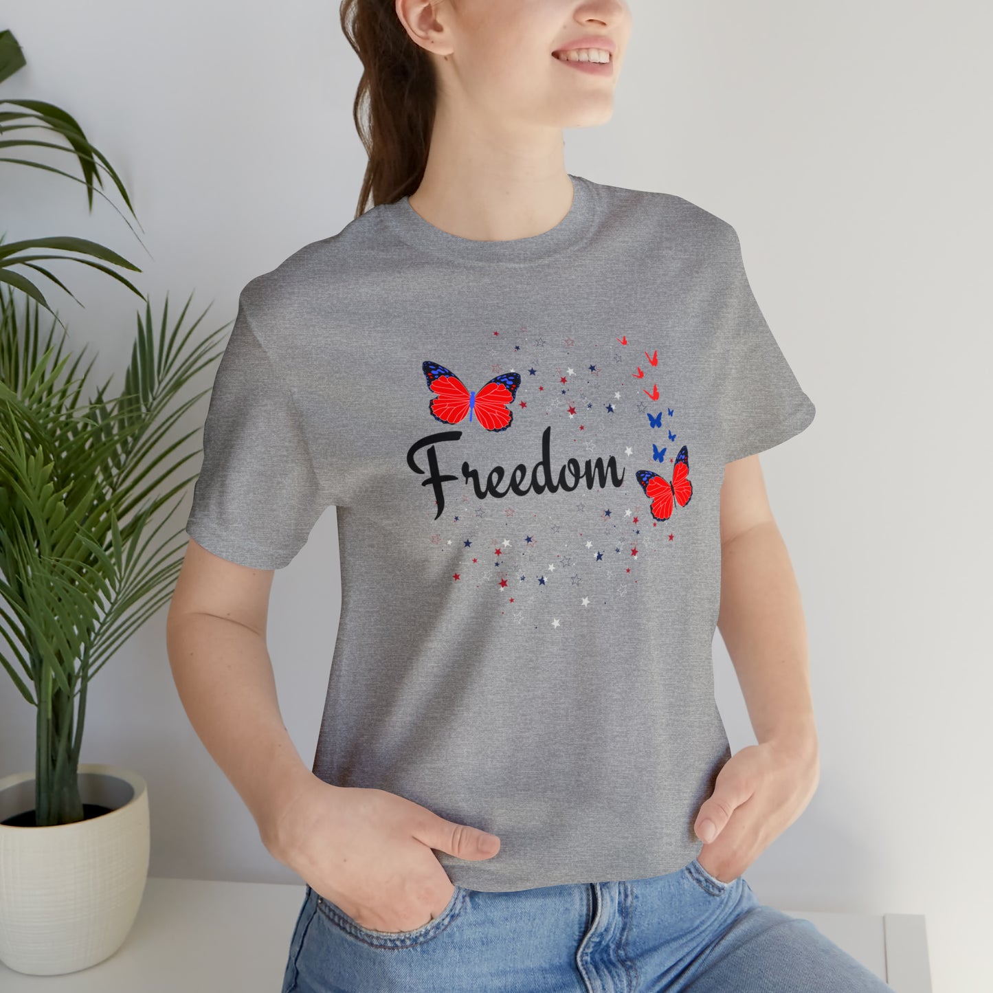 Freedom, Butterflies, Unisex Jersey Short Sleeve Tee