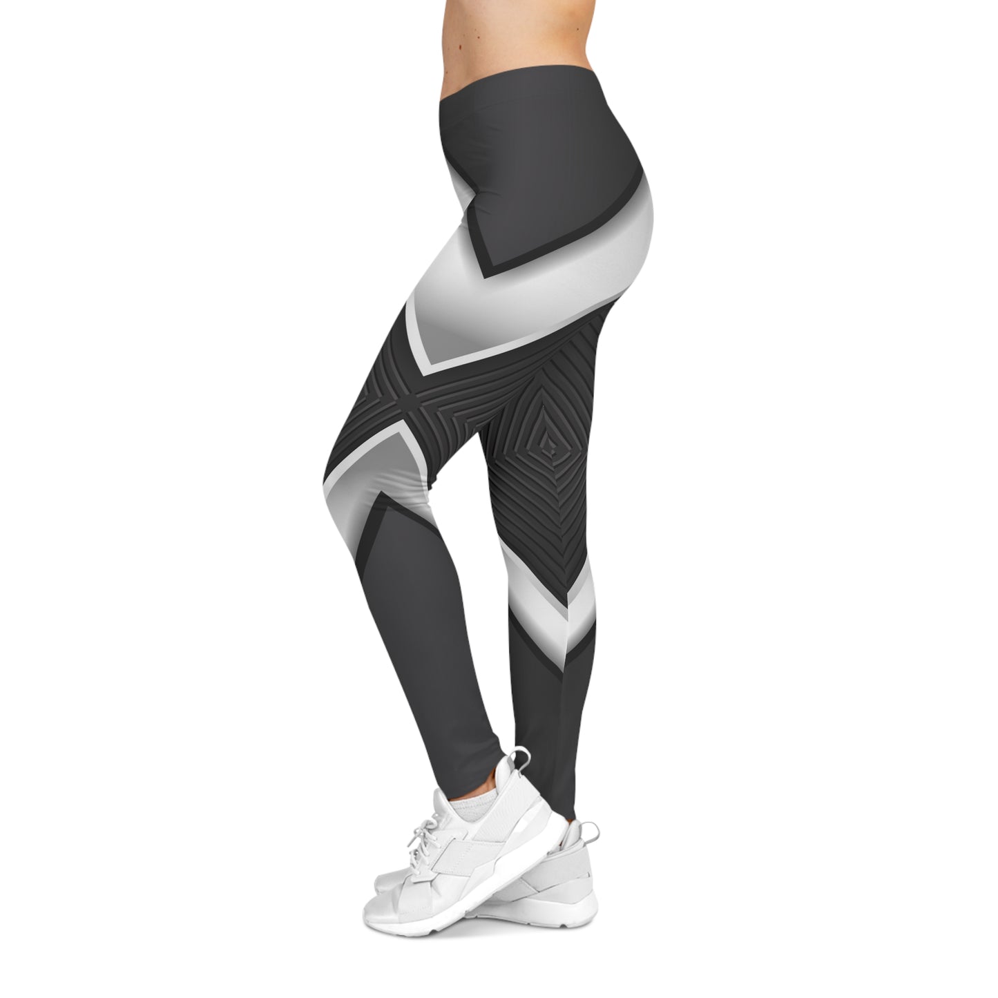 Black and White Graphics, Women's Casual Leggings (AOP)