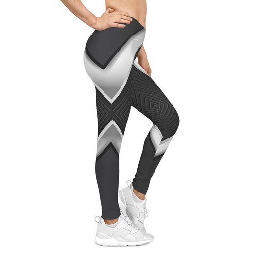 Black and White Graphics, Women's Casual Leggings (AOP)