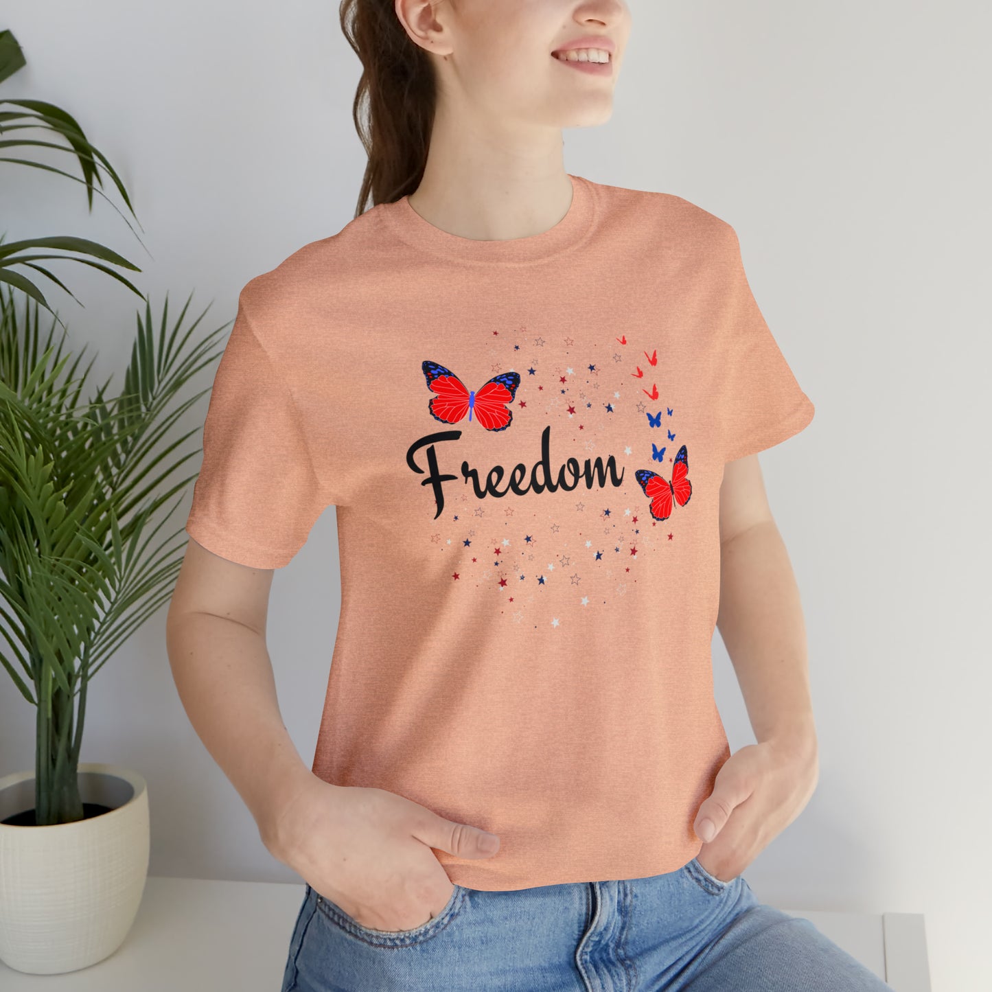 Freedom, Butterflies, Unisex Jersey Short Sleeve Tee