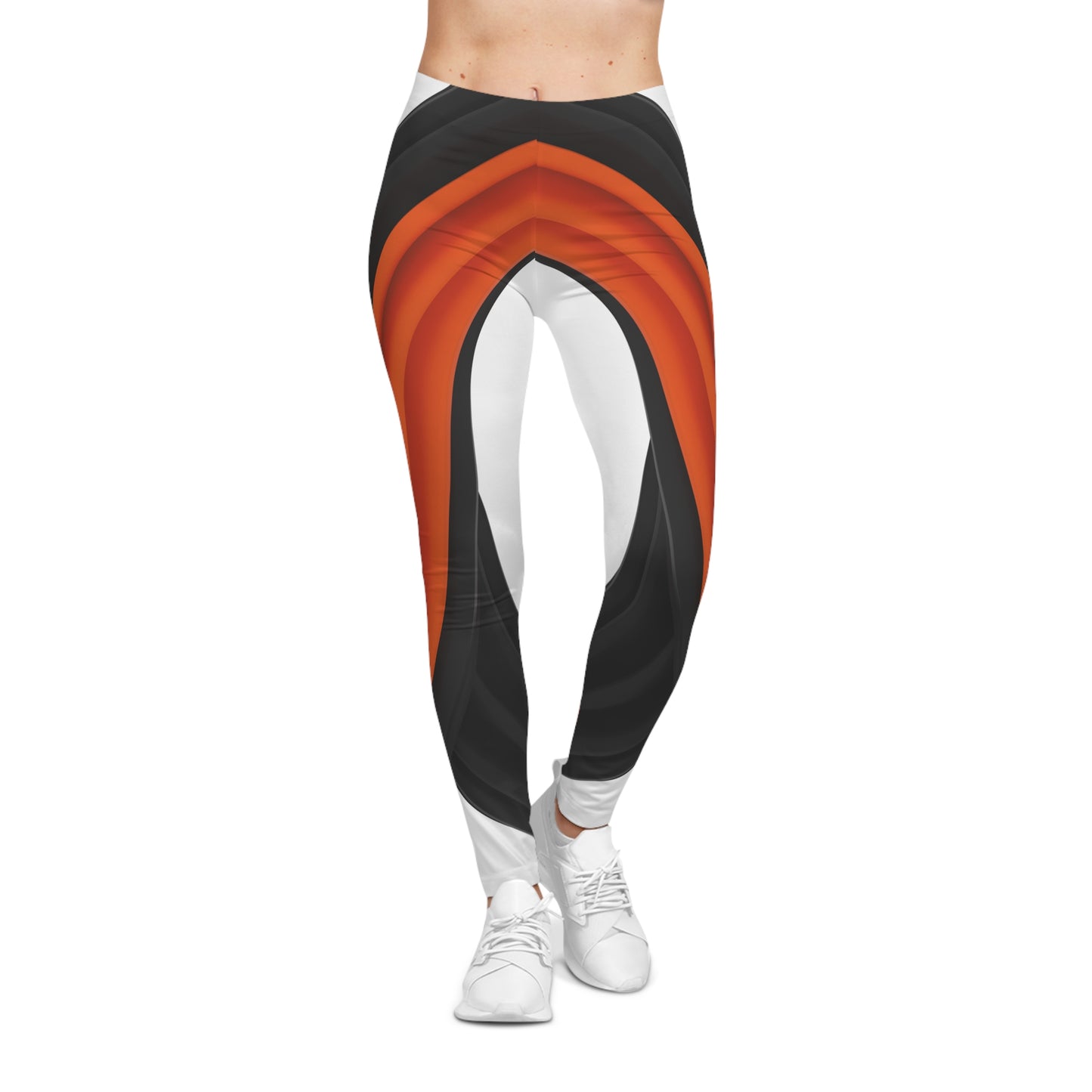 Black and Orange Graphics, Women's Casual Leggings (AOP)