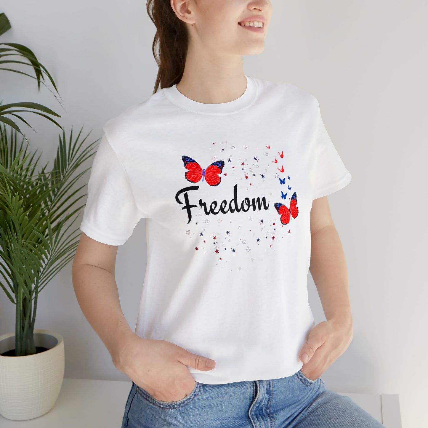 Freedom, Butterflies, Unisex Jersey Short Sleeve Tee