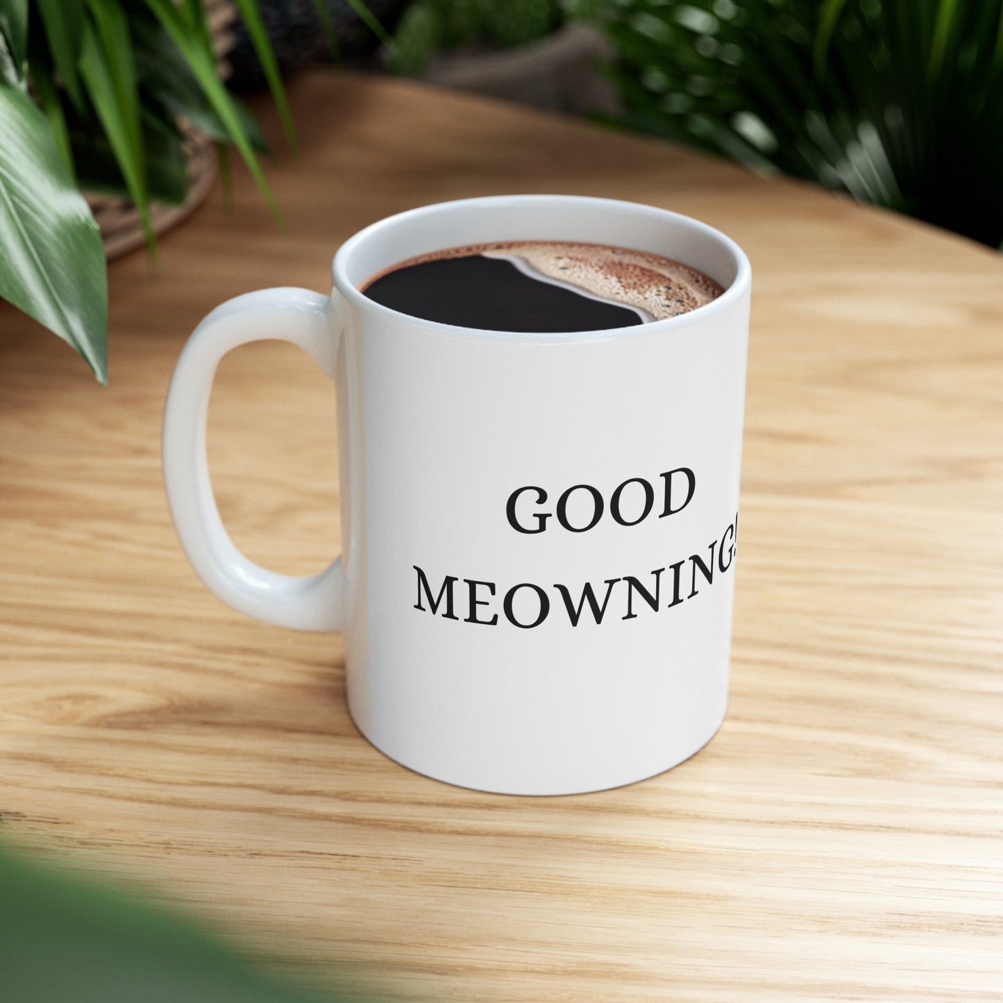 "GOOD MEOWNING" COFFEE CAT MUG, Ceramic Mug 11oz