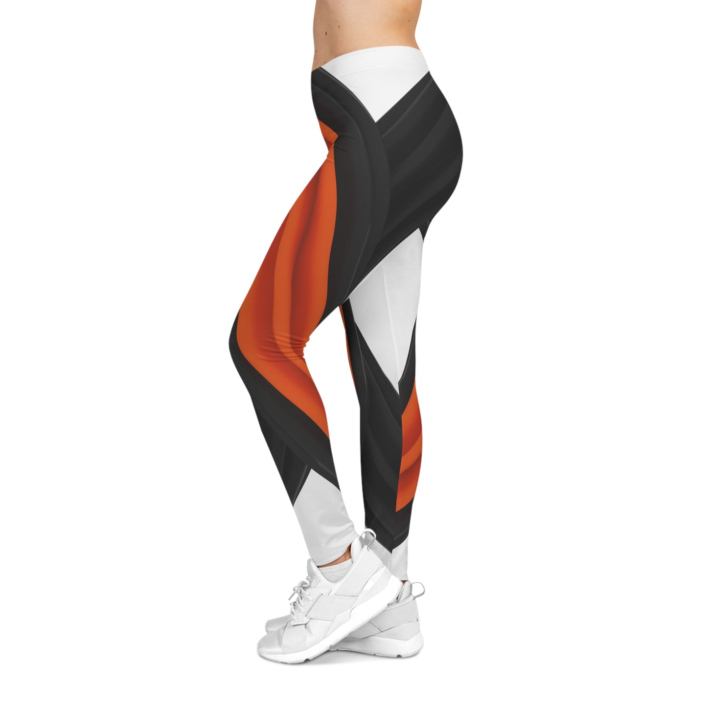 Black and Orange Graphics, Women's Casual Leggings (AOP)