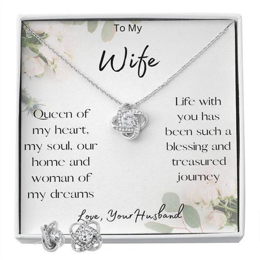 To My Wife, Love Knot Necklace and Earrings