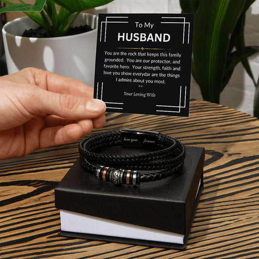 To My Husband Leather Bracelet